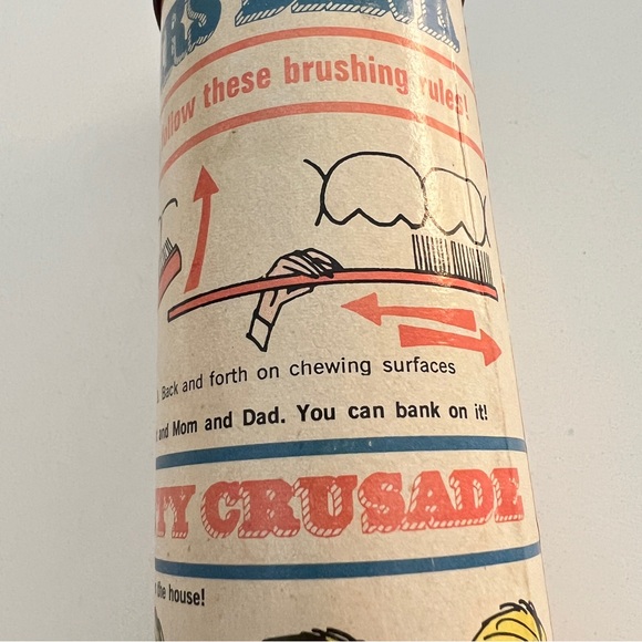 50s Bank "Cavity Fighter's Bank" Cartoonish graphics from Colgate Vintage Penny - Picture 11 of 13